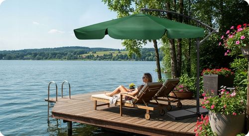 Parasol ogrodowy duży składany z wysięgnikiem pokrowiec 6 segmentów Ø 350cm na Arena.pl