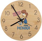 Bambusowy ZEGAR ścienny z nadrukiem UV prezent dla KSIĘGOWEJ z imieniem