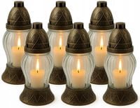 ZNICZE SZKLANE Z WKŁADAMI PARAFINOWYMI Znicze tradycyjne na grób 26cm 6szt