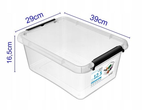 Pojemnik Plastikowy Przeźroczysty z Pokrywą 12,5L Pudełko Pudło na Arena.pl