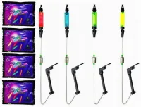 ZESTAW 4x SWINGERY HANGERY SYGNALIZATOR WĘDKARSKI GRUNT FEEDER+ 8x ŚWIETLIK