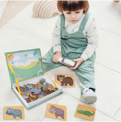 Książka układanka magnetyczna edukacyjna Safari Zwierzęta ZOO dla Dzieci na Arena.pl