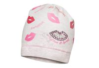 BROEL Ika czapka niemowlęca usta szary melanż 42-44