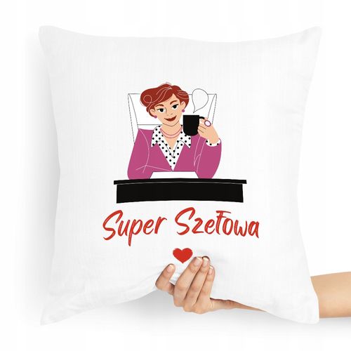 Poduszka Prezent Dla Szefa Super Szefowa Z Nadrukiem Ze Zdjęciem na Arena.pl