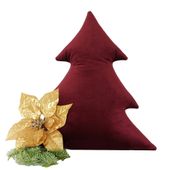 Poduszka Choinka czerwona burgund aksamit Prezent dla dziecka dekoracja