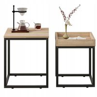 Stolik kawowy ława stół zestaw stolików 2w1 loft industrialny jasny brąz