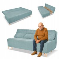 Kanapa sofa KIMO funkcja spania pojemnik Family Meble Anafi turkus sztruks