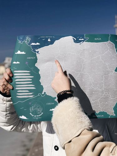 MAPA POLSKI - SREBRNA MAPA ZDRAPKA na Arena.pl