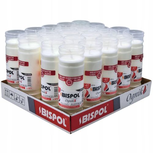 Wkłady parafinowe do zniczy Bispol Ognik WP4 17,5 cm ø 5,5 cm 96h 24szt na Arena.pl