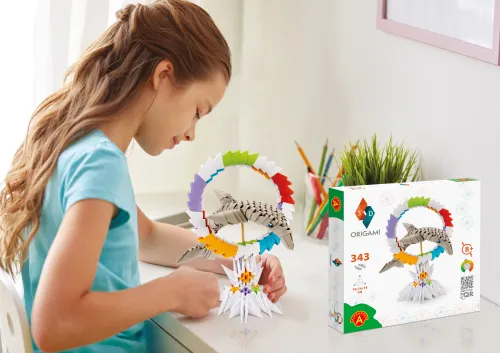 Zabawka kreatywna dla dzieci i dorosłych - Origami 3D Delfin (343 elementy) na Arena.pl