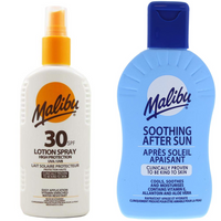 Malibu SPF30 Wodoodporny Spray 200ml + Balsam Po Opalaniu 200ml