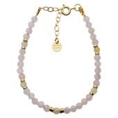 Bransoletka regulowana - Cytryn, Kwarc Różowy i srebro złocone