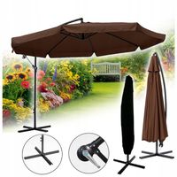 PARASOL OGRODOWY IKAR-BL-BR BRĄZOWY SKŁADANY Z WYSIĘGNIKIEM + POKROWIEC