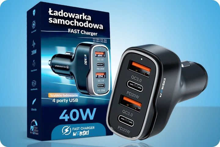 Webski ŁADOWARKA SAMOCHODOWA 40W USB USB TYP-C PD zdjęcie 5