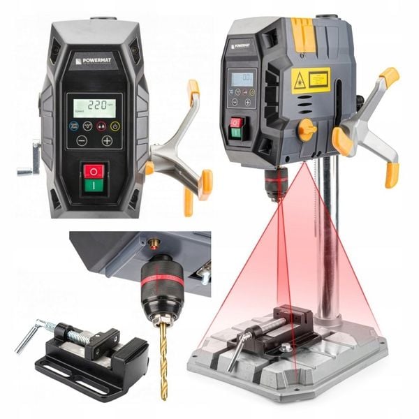 Wiertarka STOŁOWA 1000W imadło 2 biegi LASER zdjęcie 1