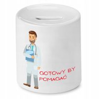 Skarbonka Dla Lekarza Doktora Gotowy By Pomagać Z Nadrukiem Ze Zdjęciem