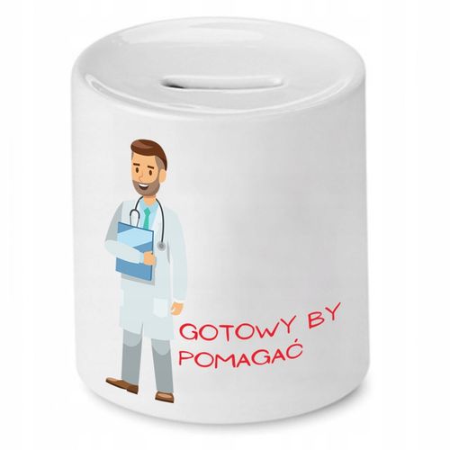 Skarbonka Dla Lekarza Doktora Gotowy By Pomagać Z Nadrukiem Ze Zdjęciem na Arena.pl