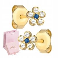 ZŁOTE KOLCZYKI 585 DLA DZIEWCZYNKI KWIATKI PREZENT NA CHRZEST ROCZEK