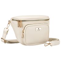 jasnobeżowa saszetka damska ze skóry ekologicznej zamykana