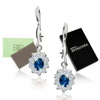 PIĘKNE KOLCZYKI SREBRNE WISZĄCE ELEGANCKIE NIEBIESKIE SREBRO PRÓBA 925