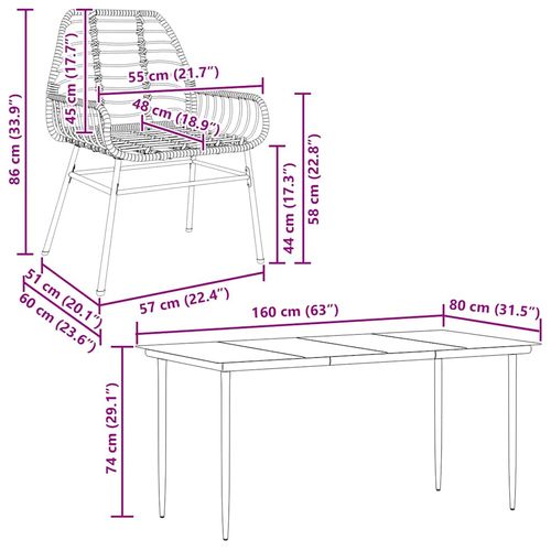 7-częściowy zestaw obiadowy do ogrodu, brązowy polirattan szkło na Arena.pl