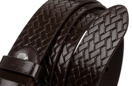 pasek męski ze skóry naturalnej licowej z plecionym wzorem - rovicky 95 na Arena.pl