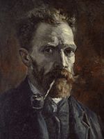Plakat 60x80cm  Self-Portrait with Pipe, Van Gogh Vintage