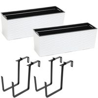 Komplet 2 sztuk Kwietnik BEGONIA rattan + uchwyt 19 x 56 x 19,5 cm Biały