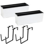 Komplet 2 sztuk Kwietnik BEGONIA rattan + uchwyt 19 x 56 x 19,5 cm Biały