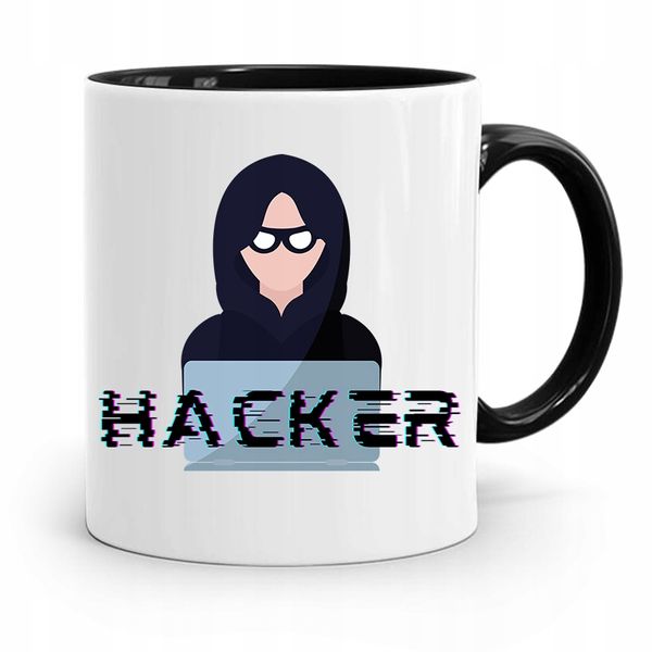 Kubek Czarny Informatyka Programisty Hacker Z Nadrukiem Ze Zdjęciem zdjęcie 1