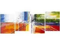 45CM 120CM ZEGAR 4 ELEM TĘCZOWA ABSTRAKCJA ŚCIENNY