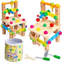 ZESTAW KONSTRUKCYJNY KLOCKI KRZESŁO DREWNIANE DIY