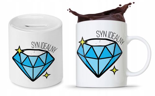 Zestaw Dla Syna Dziecka Prezent Kubek + Skarbonka Z Nadrukiem Ze Zdjęciem na Arena.pl