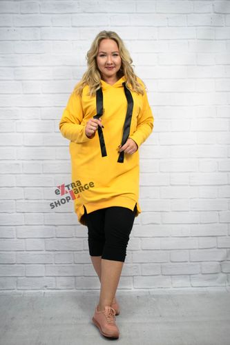 BLUZA TAFFI DŁUGA ŻÓŁTA KAPTUR PLUS SIZE na Arena.pl