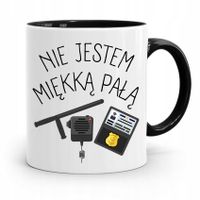 Kubek Czarny Policjanta Nie Jestem Miękką Pałą Z Nadrukiem Ze Zdjęciem