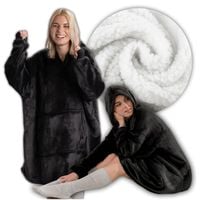 Bluza z kapturem koc kocobluza gruba oversize ciepła na zimę czarna