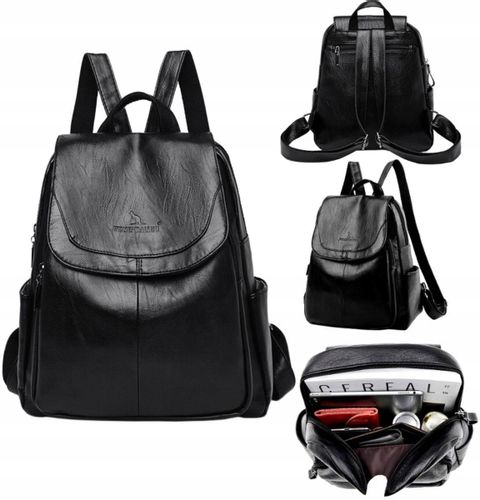 Skórzany Plecak Damski Szkoły Pracy Miejski Czarny na Arena.pl