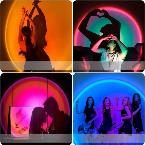 LAMPKA PROJEKTOR LED ZACHÓD SŁOŃCA 16 KOLORÓW LAMPA NOC PREZENT WALENTYNKI na Arena.pl