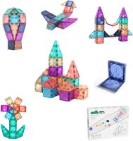 Klocki Magnetyczne 3D Edukacyjne 56 Elementów Kolorowe Półprzezroczyste