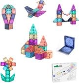 Klocki Magnetyczne 3D Edukacyjne 56 Elementów Kolorowe Półprzezroczyste