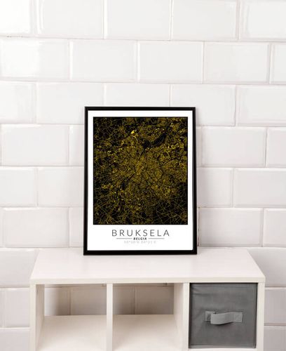 Bruksela złota mapa - plakat 30x40 cm na Arena.pl