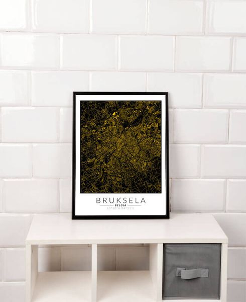 Bruksela złota mapa - plakat 30x40 cm zdjęcie 2