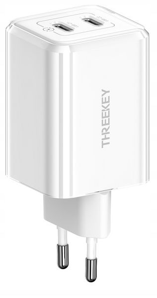 Ładowarka sieciowa USB-C dwa wejścia 35W 3A biała szybkie ładowanie PD zdjęcie 1