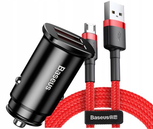 BASEUS Ładowarka Samochodowa 2xUSB + KABEL MICRO na Arena.pl
