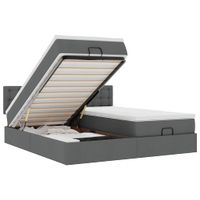 Rama łóżka otomana z materacami, szara, 180x200 cm, tkanina