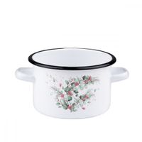 GARNEK EMALIOWANY BIAŁY EMALIA RYBNIK EUKALIPTUS 16 CM 2 L