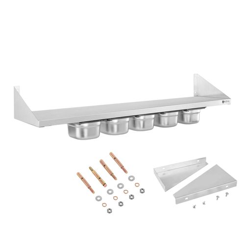 Półka ścienna wisząca na konsolach nierdzewna z pojemnikami GN1/6 na Arena.pl