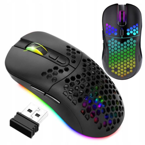 Myszka bezprzewodowa KOMPUTEROWA RGB 7 PRZYCISKÓW DO GIER sensor optyczny na Arena.pl