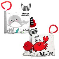 AKUKU Książeczka kontrastowa sensoryczna z piszczkiem podwodny świat