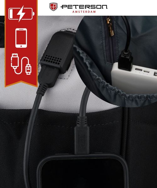 plecak materiałowy ptn alfa-5295 black-gray zdjęcie 8